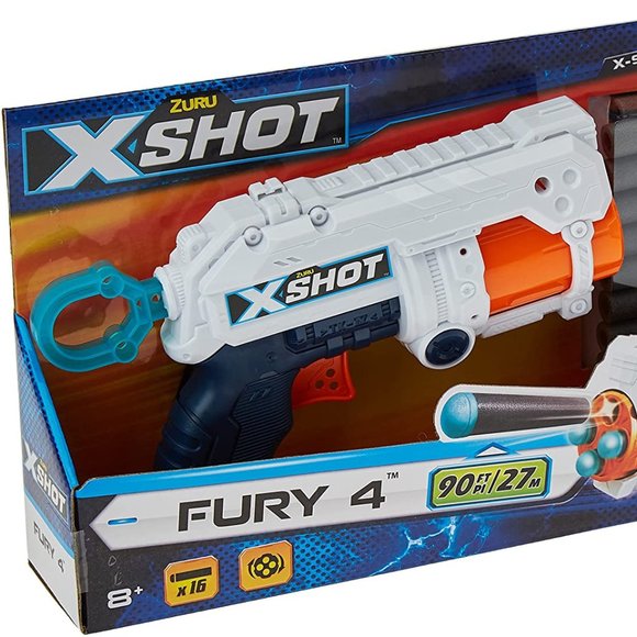 Zuru X Shot Fury 4 Stealth Foam Rotating Barrel Dart Blaster Toy - Picture 2 of 6